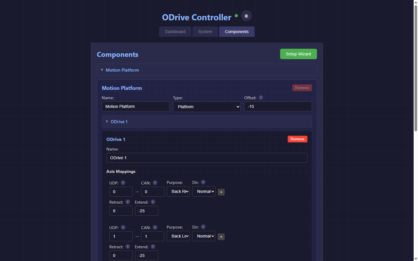 Component configuration