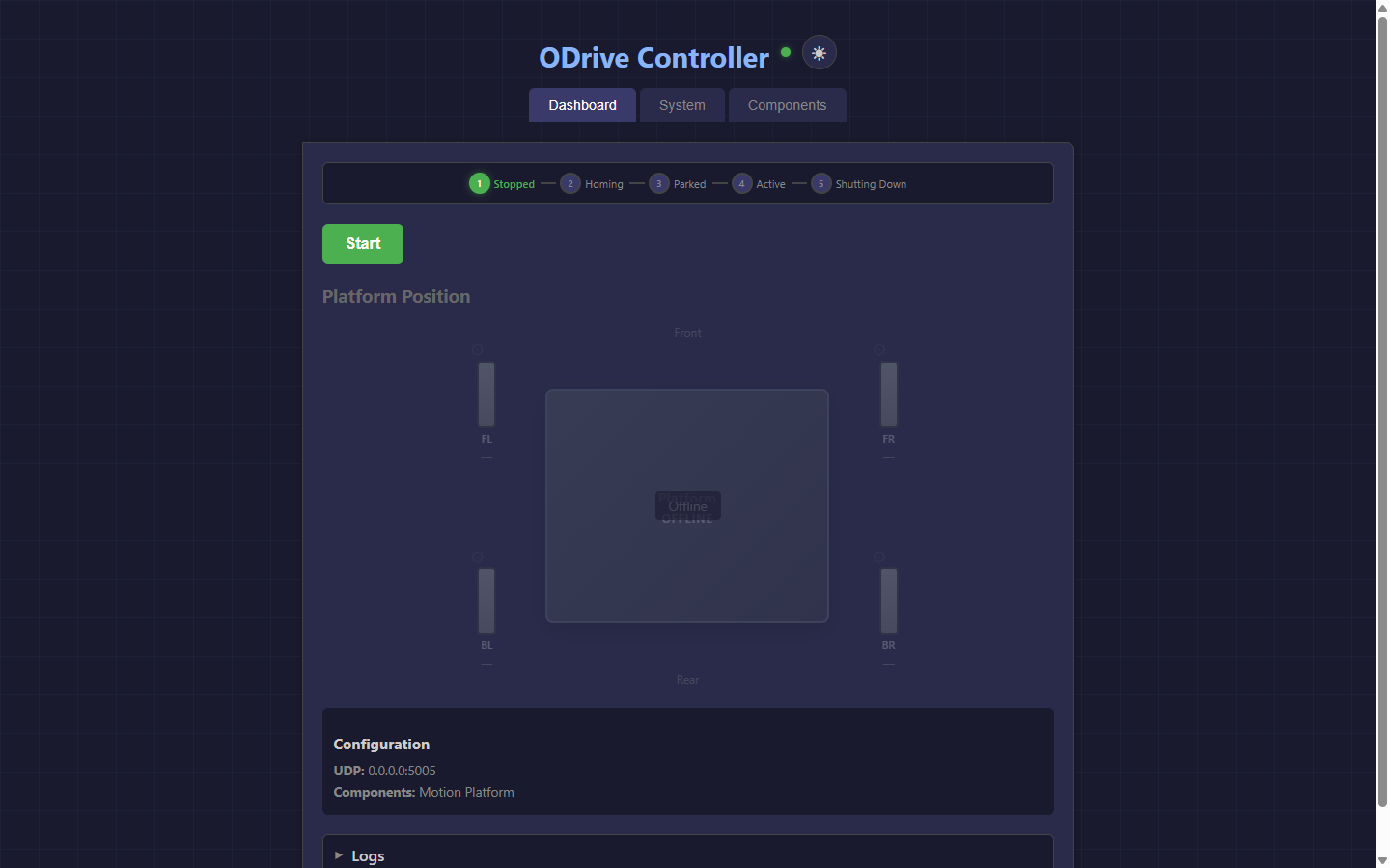 Dashboard idle state
